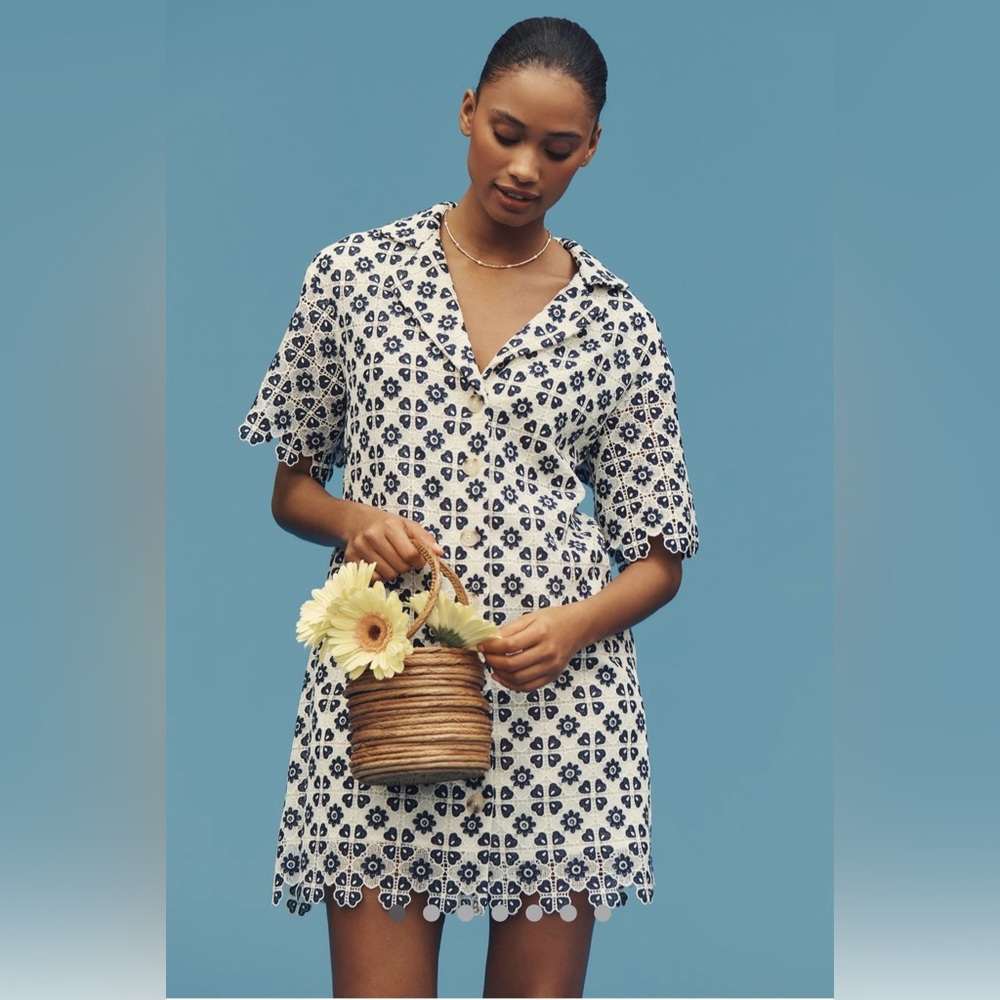 Anthropologie Geo Lace Shirtdress